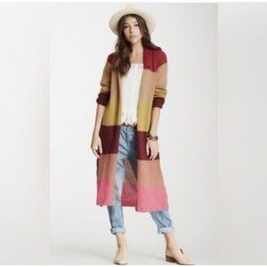 Free People Over The Rainbow Mohair Blend Open Cardigan Duster Sz XS Boho Indie